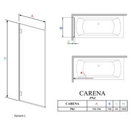 Шторка на ванну Radaway Carena PNJ 70 L прозрачное стекло